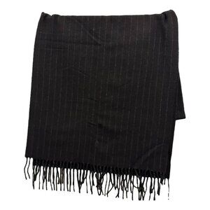 Polo Ralph Lauren large wide cashmere scarf in black chalk stripe